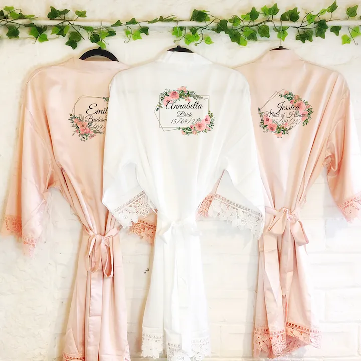 Rose Geometric Wedding Dressing Robe