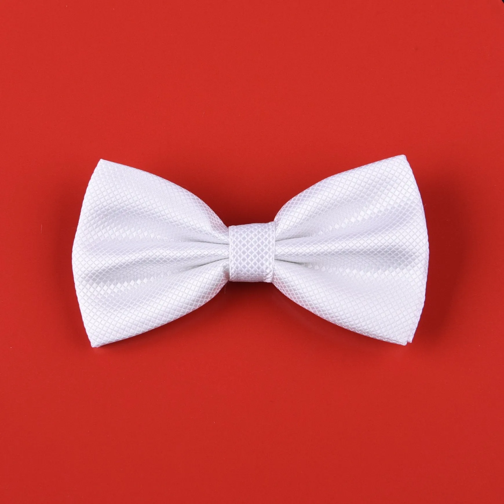 Solid Plain White Tuxedo Bow Tie Luxury Wedding Fashion