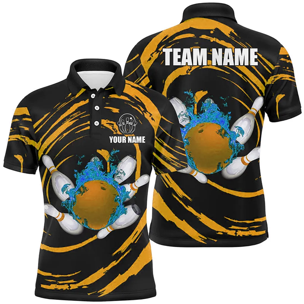 Spiral Bowling Ball And Pins Team League Multicolor Option Customized Name 3D Polo Shirt