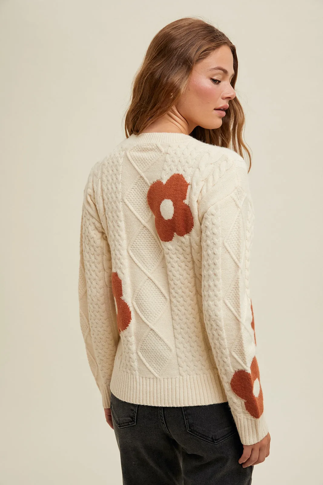 Taylor Floral Cable Knit Sweater