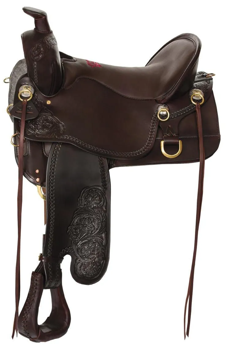 Tucker Custom High Plains Smooth Trail Saddle, Wide, Brown