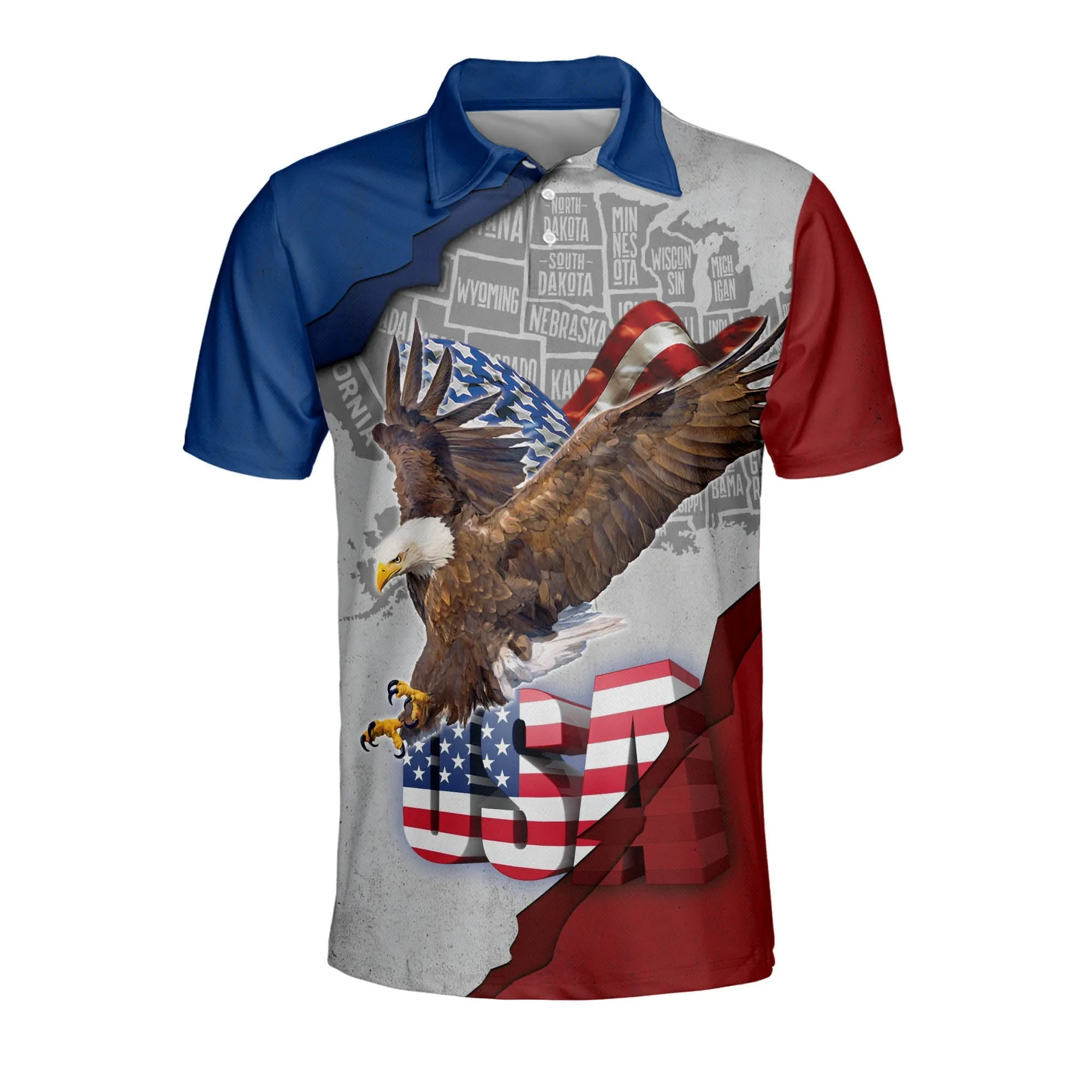 US Flag Eagles Patriotism American Sky Polo Shirt, Idea Shirt for Independence Day