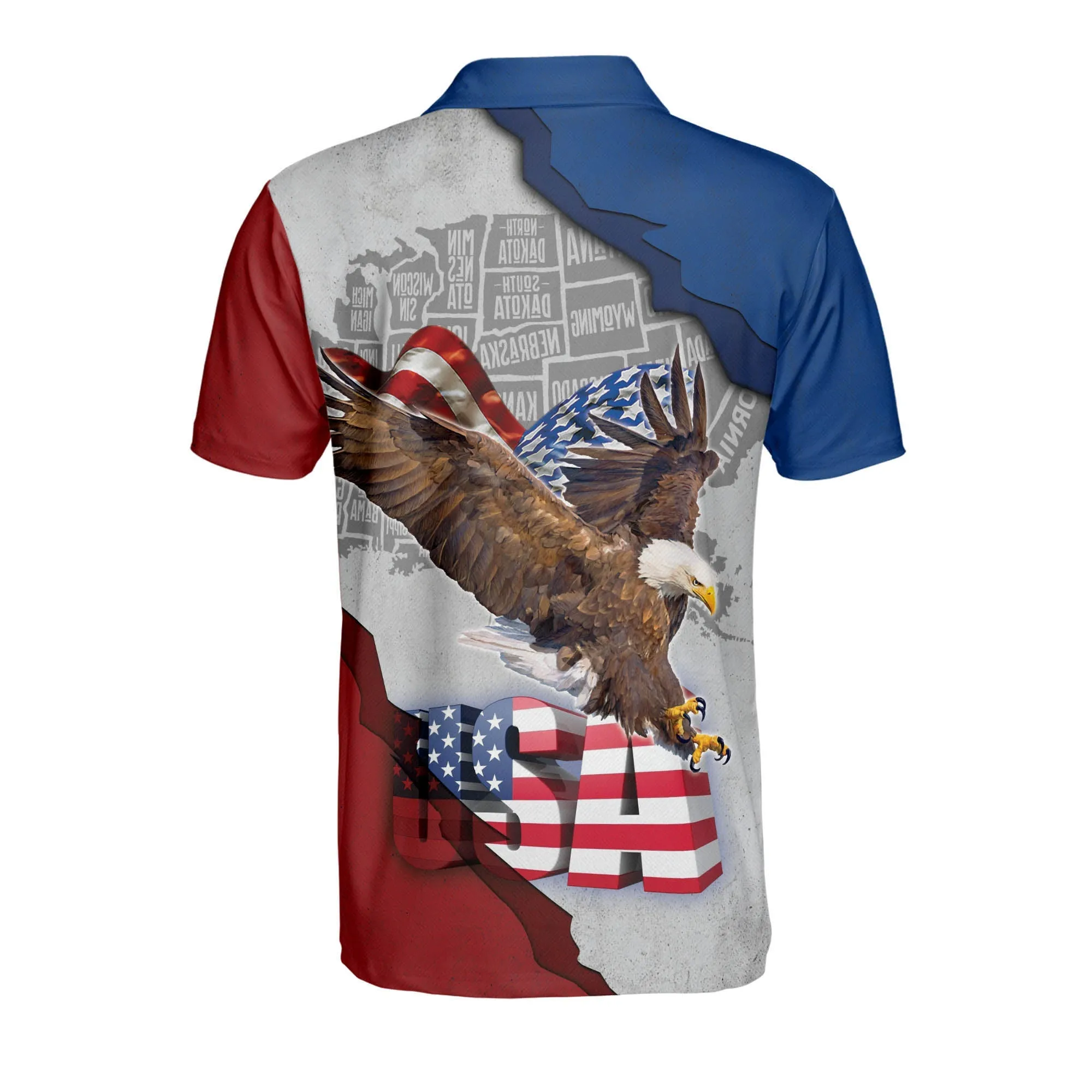 US Flag Eagles Patriotism American Sky Polo Shirt, Idea Shirt for Independence Day