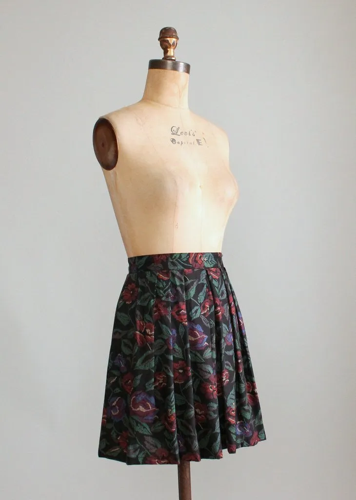 Vintage 1980s Winter Floral Mini Skirt