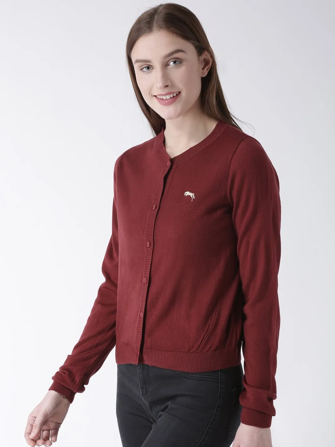 Women Cotton Casual Long Sleeve  Red Winter Sweaters