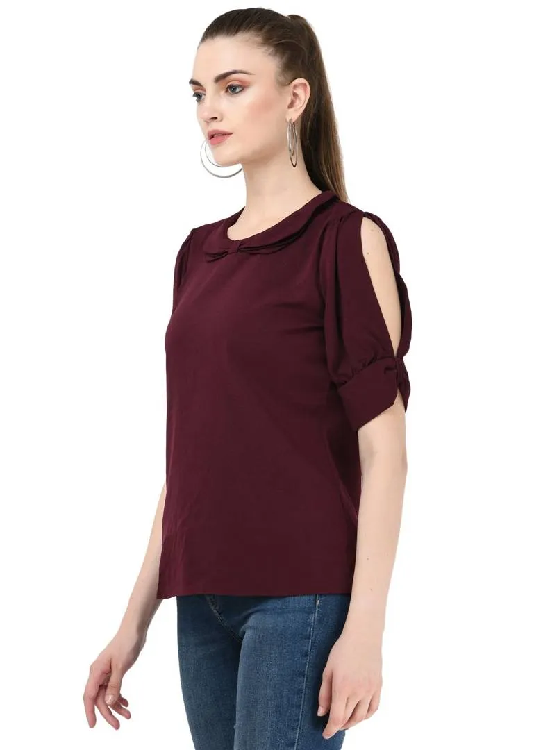 Women's Crepe Maroon Casual Top