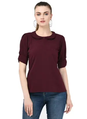 Women's Crepe Maroon Casual Top