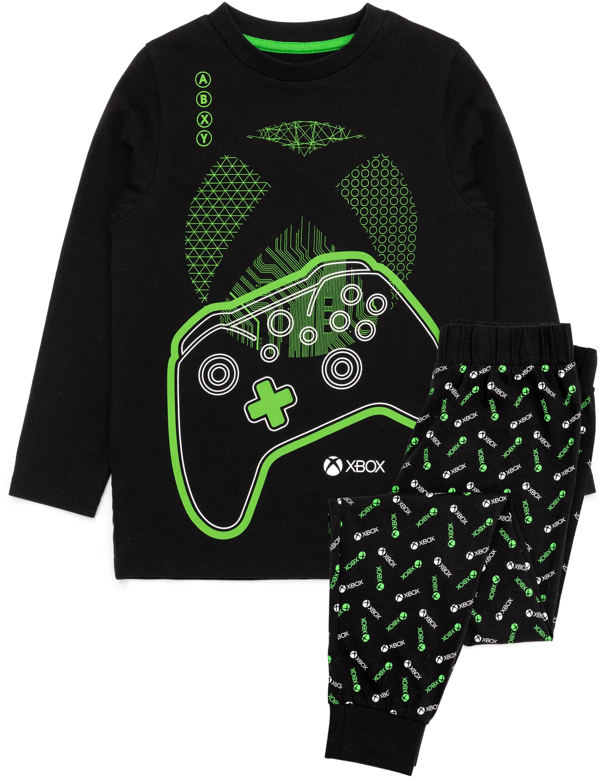 XBOX Pyjamas For Boys Long Sleeve T-Shirt & Trousers Set - Black