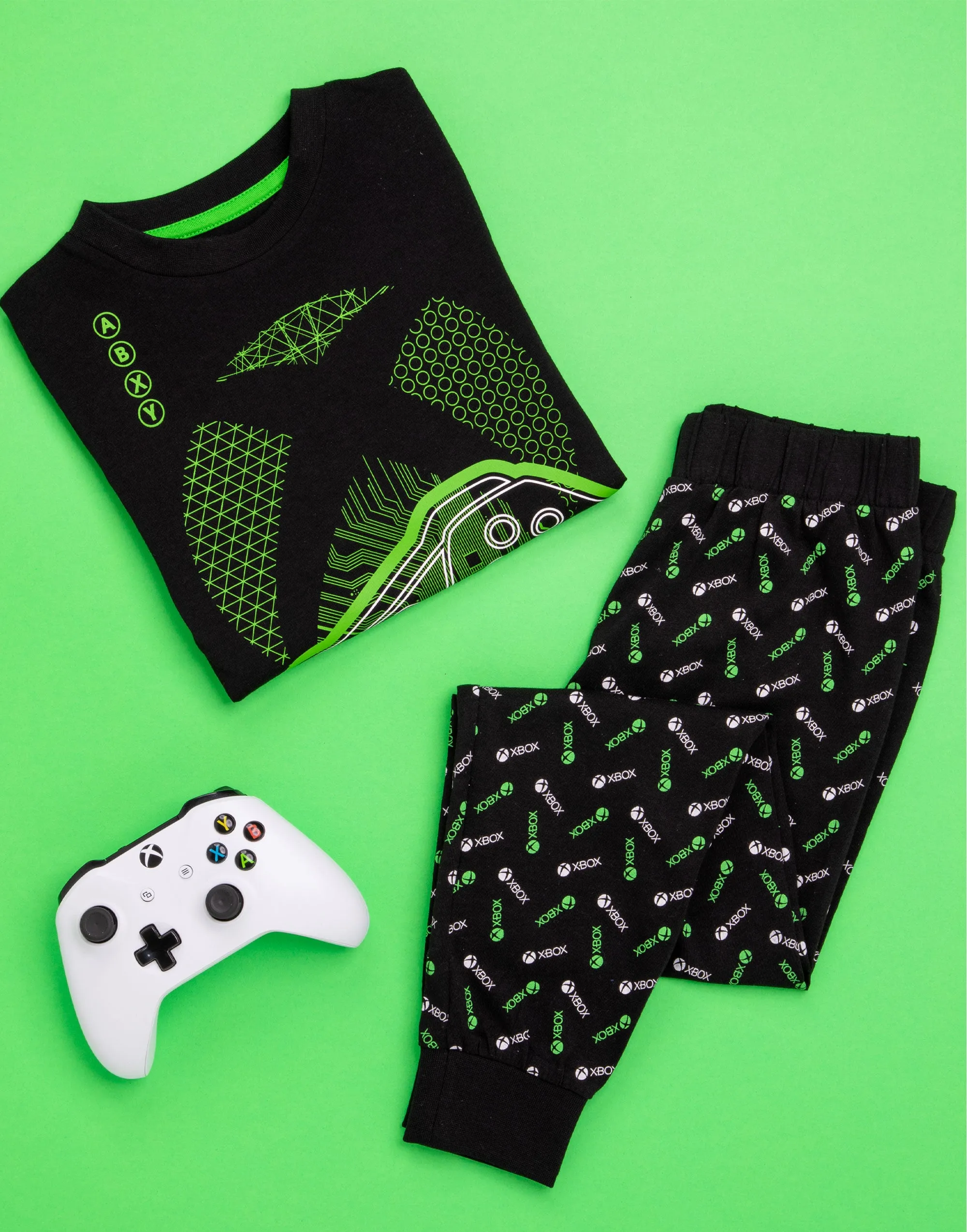 XBOX Pyjamas For Boys Long Sleeve T-Shirt & Trousers Set - Black