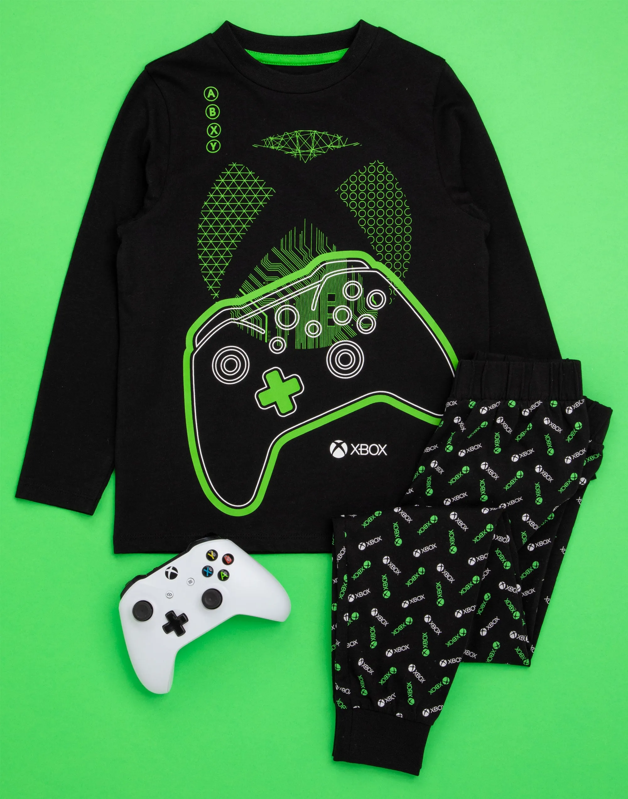 XBOX Pyjamas For Boys Long Sleeve T-Shirt & Trousers Set - Black