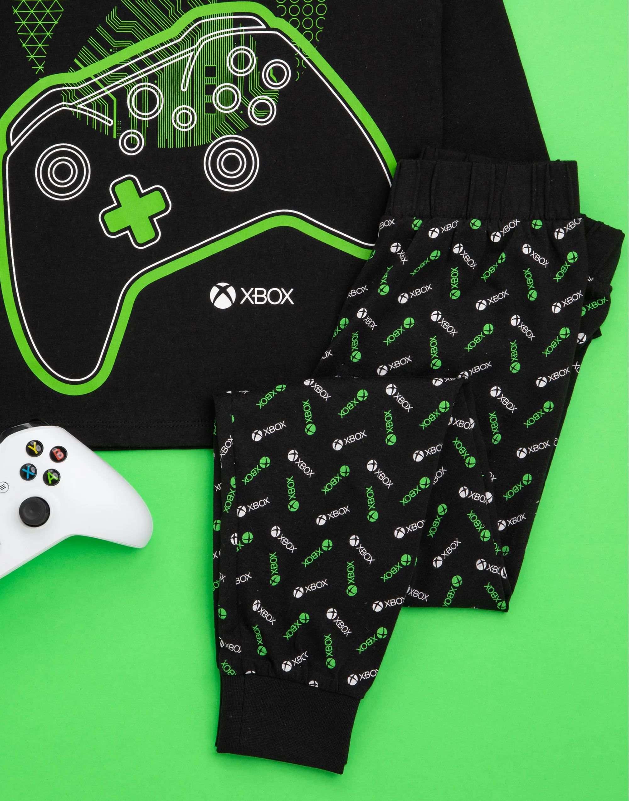 XBOX Pyjamas For Boys Long Sleeve T-Shirt & Trousers Set - Black