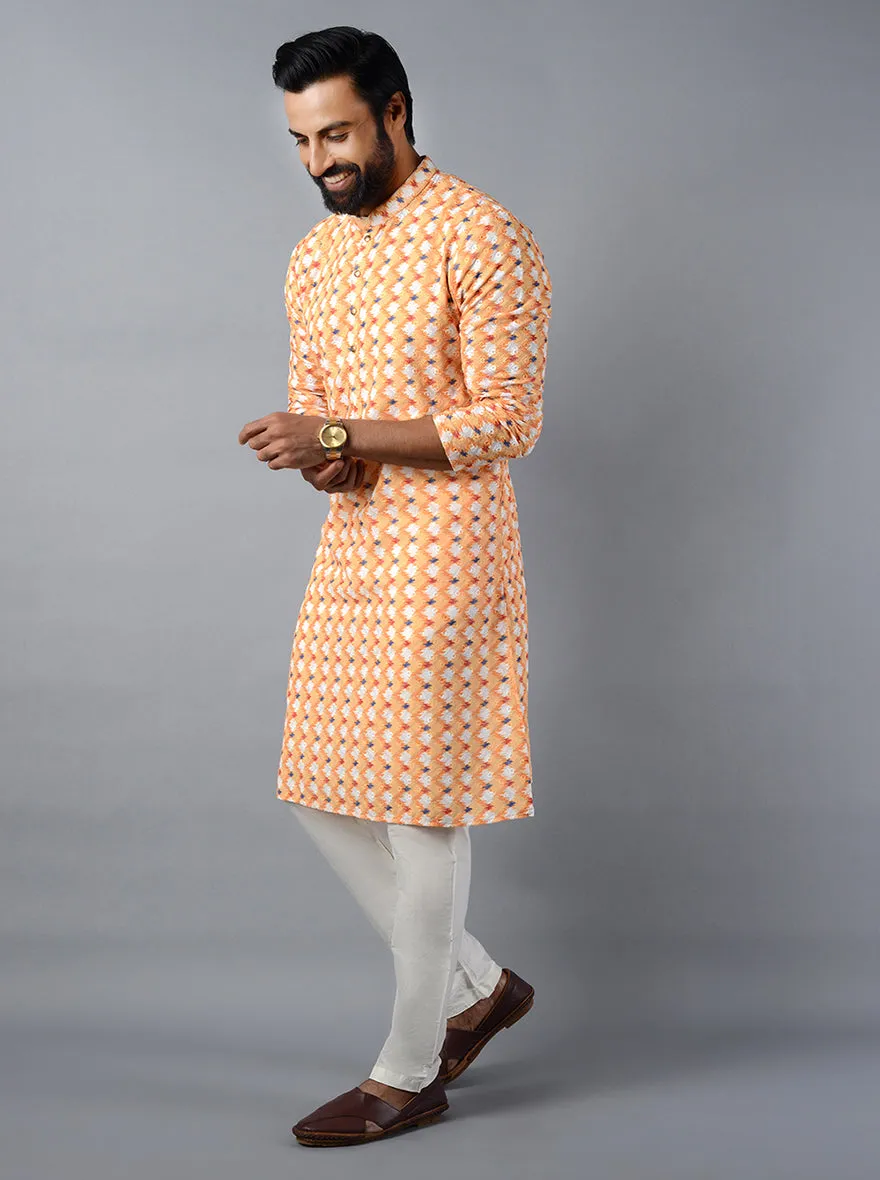 Yellow Embroidered With Printed Regular Fit Kurta Set | TULA